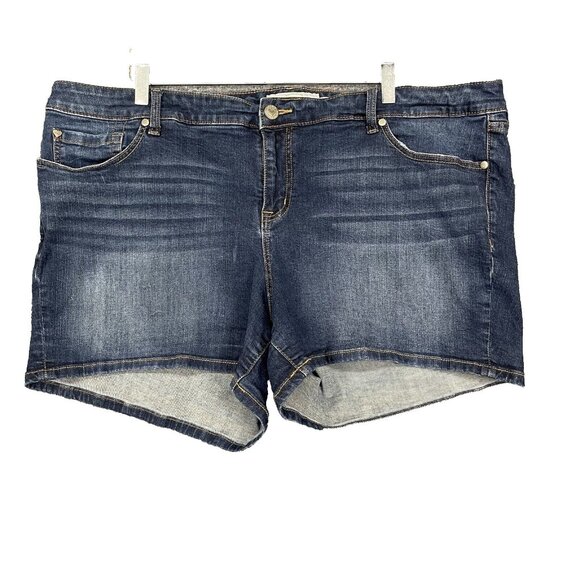 Torrid Shorts‎ Womens 24 Blue Jeans Denim High Rise Cotton Stretch Whiskering - Picture 1 of 11